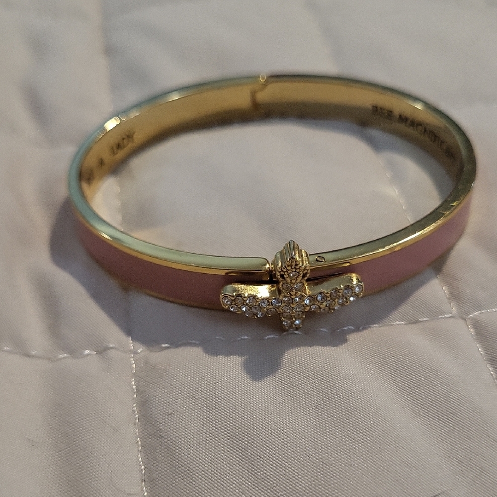 Elegant Pink and Gold Bracelet with Crystal Accents